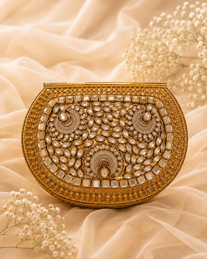 Gulnaar Emerald Kundan Clutch (Medium)