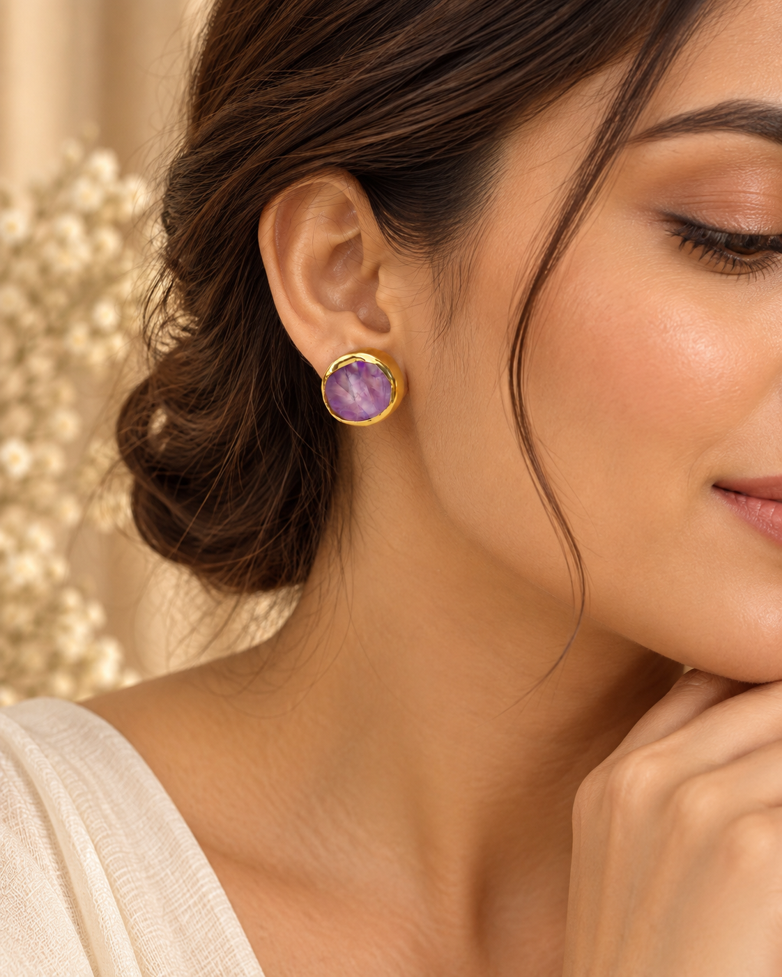 Pale Purple Gemstone Studs