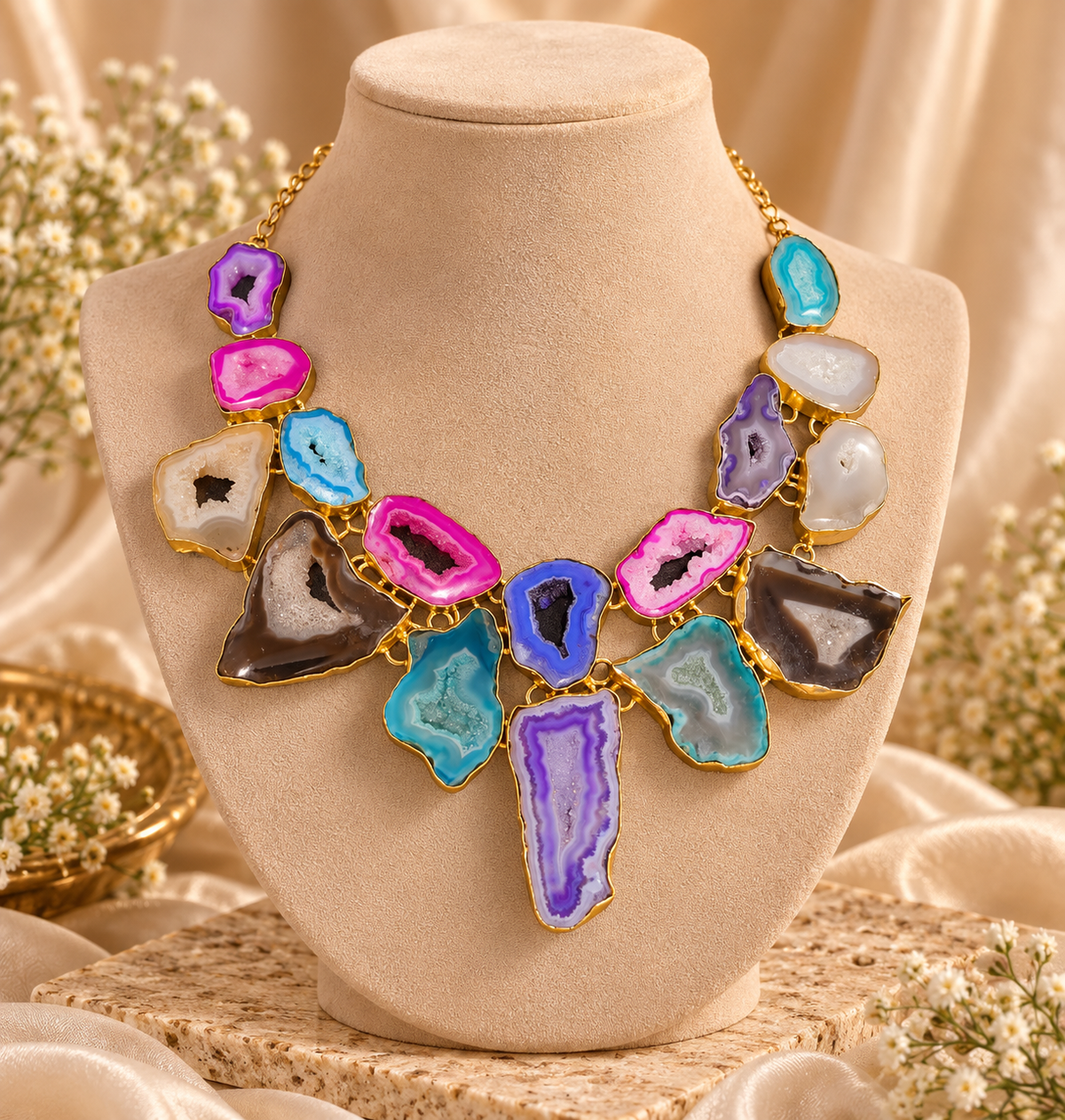 Kaleidoscope Agate Statement Choker