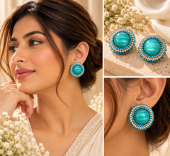 Turquoise Crystal Stud Earrings