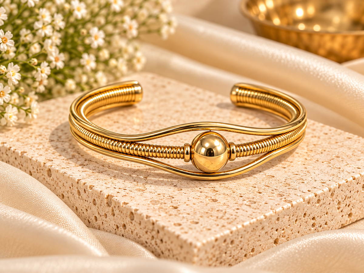 Gold Wire Cuff Bracelet