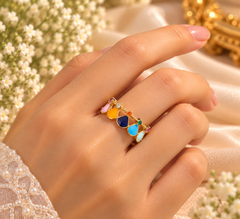 Colorful Enamel and Gemstone Rings
