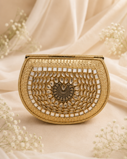Regal Emerald Kundan Clutch ( miduam)
