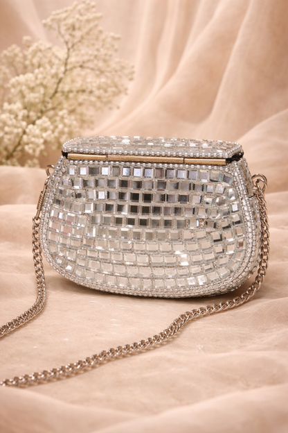 Elegant Mirror Kundan Clutch(mini)