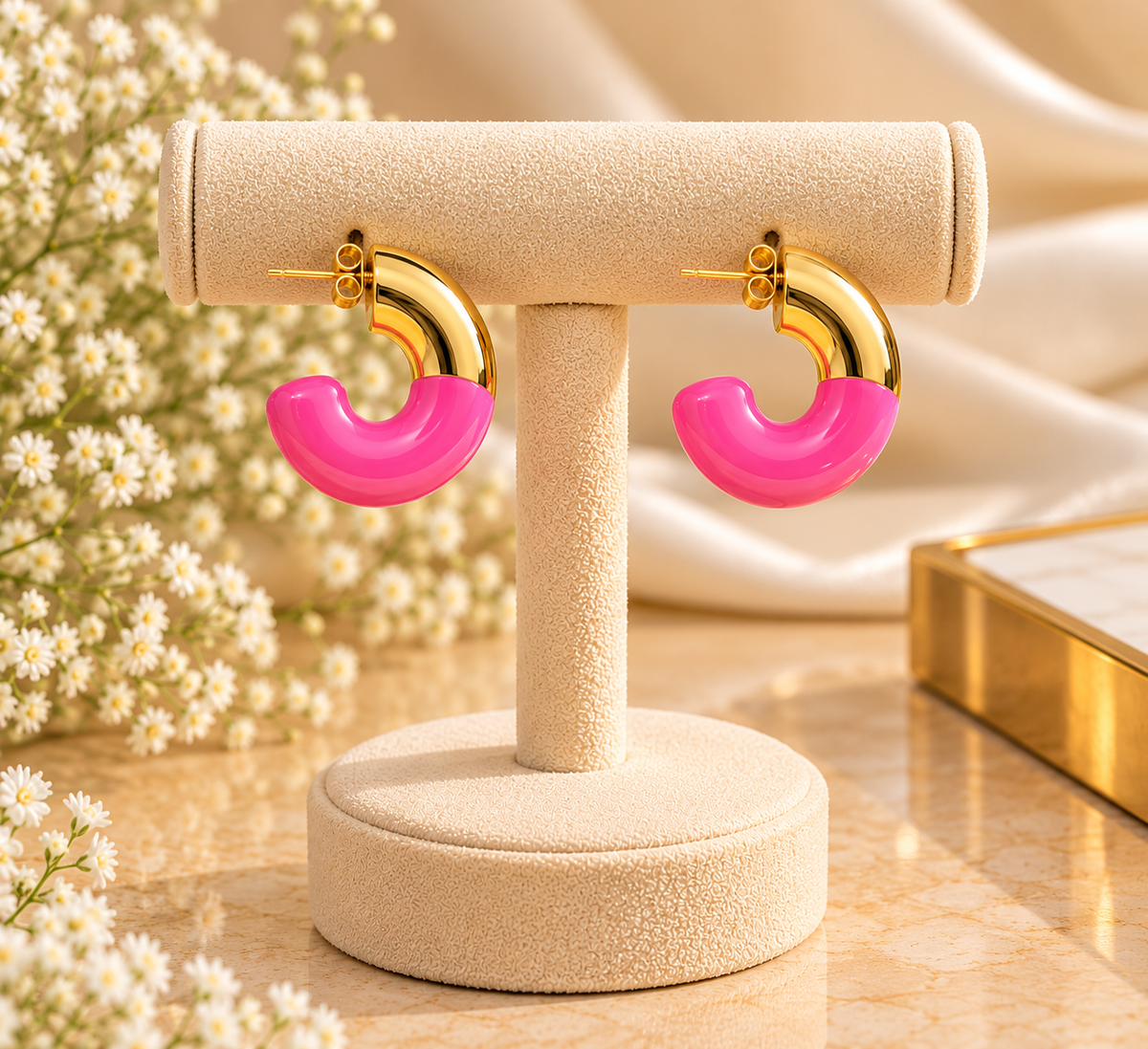 Pink Gold Hoop Earrings