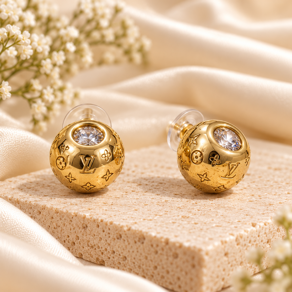 Gold Crystal Tassel Earrings