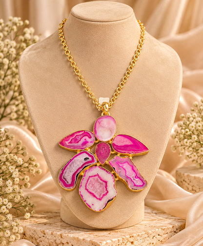 Fuchsia Agate Bloom Choker