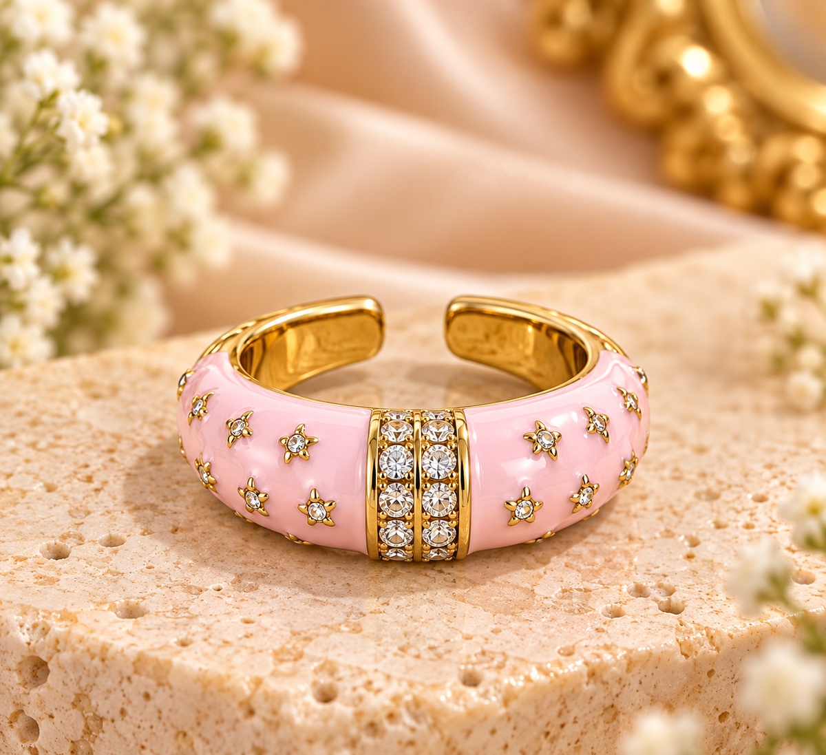 Pink Enamel Ring