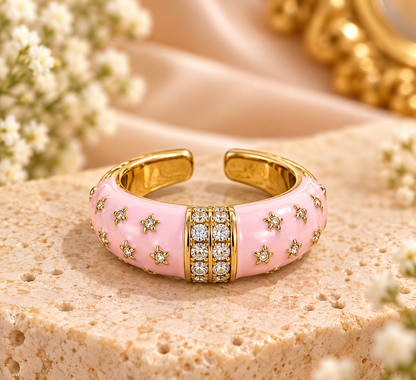 Pink Enamel Ring