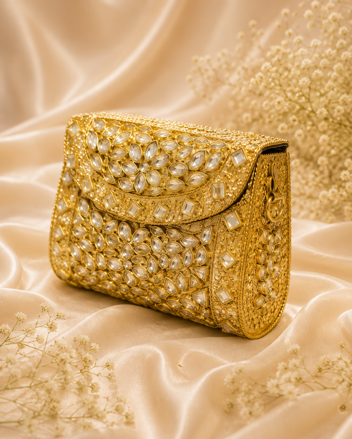 Gold Kundan Clutch( Mini )