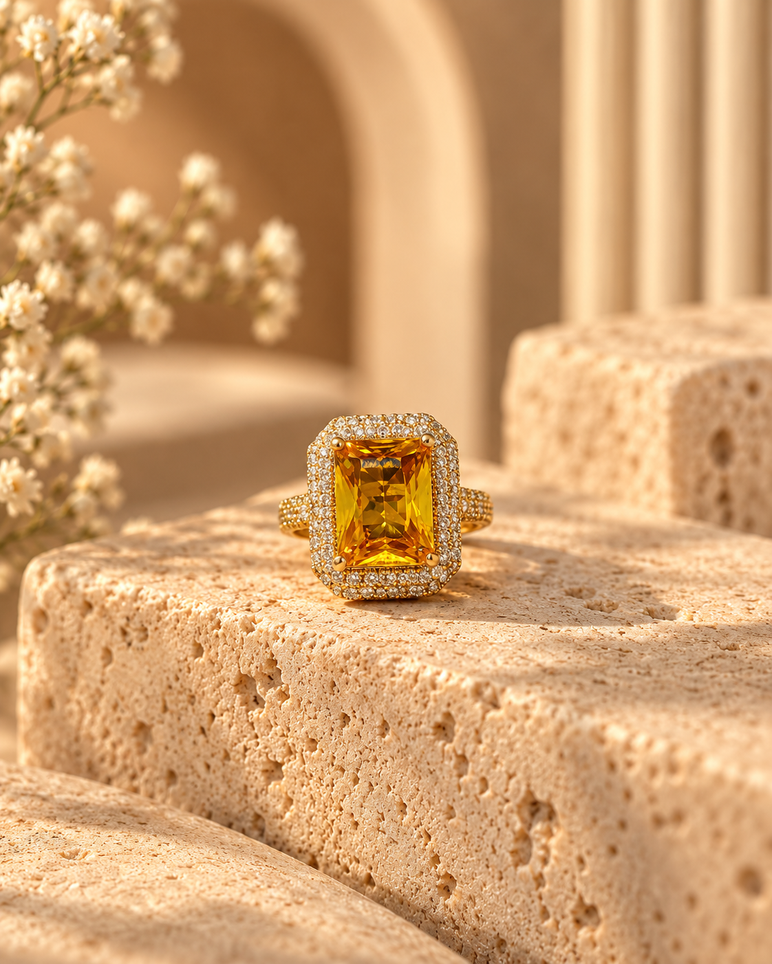 Golden Citrine Luxe Ring