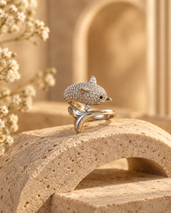 Dazzling Dolphin Tail Ring