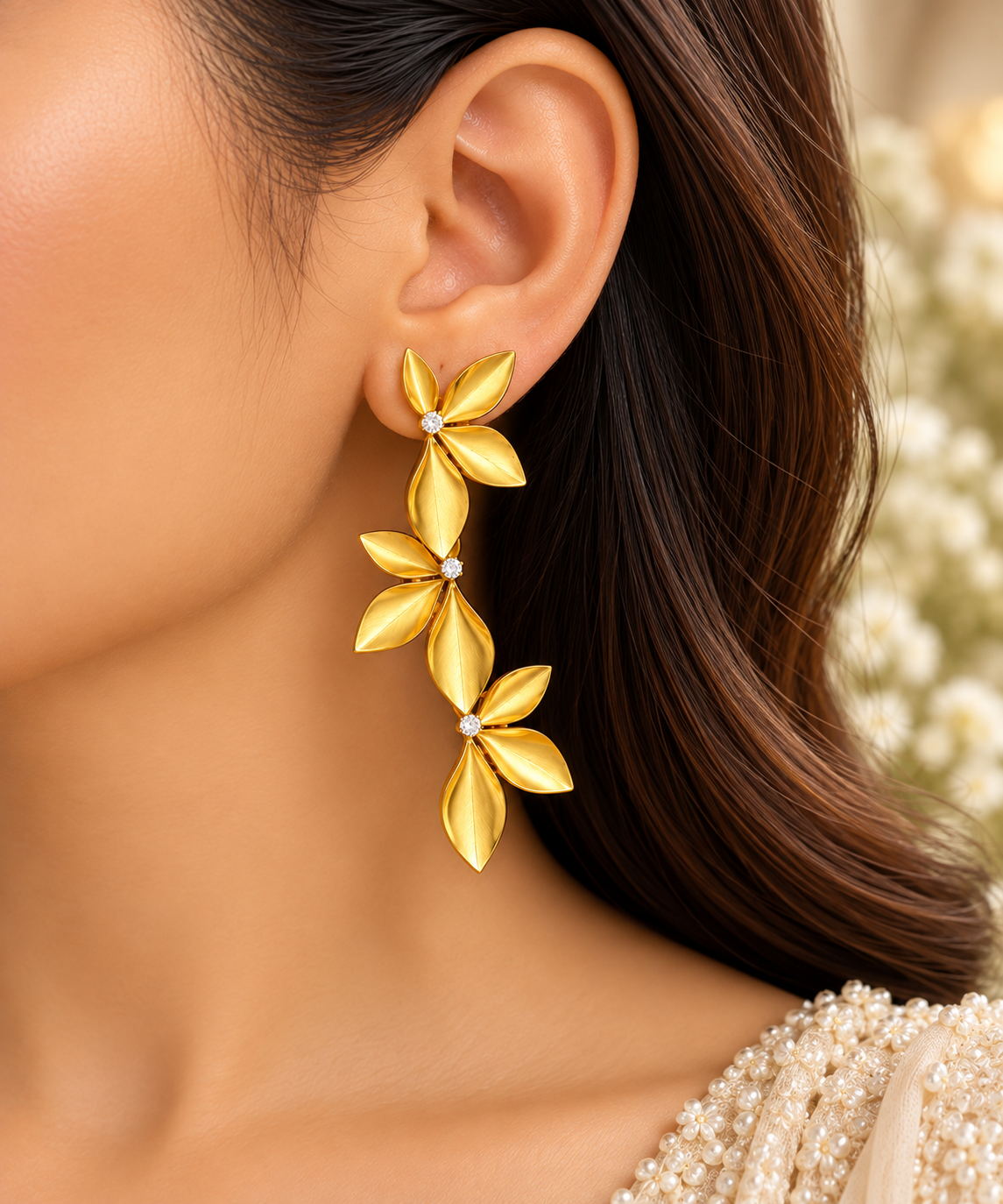 Gold Leaf Drop Earrings