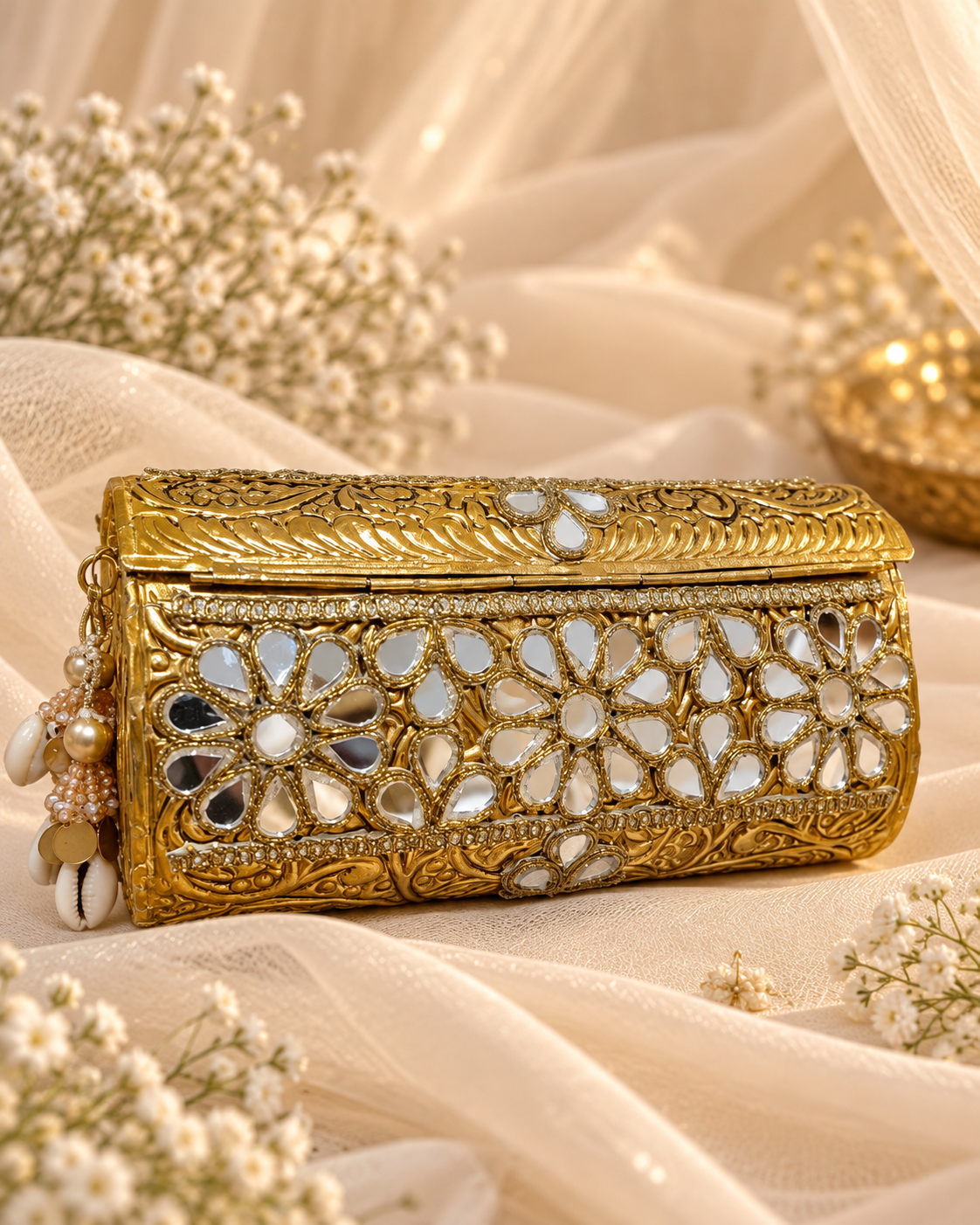 Royal Gold Mirrorwork Bridal Clutch