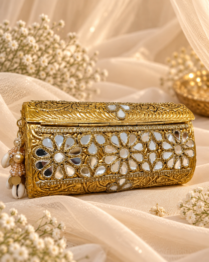 Royal Gold Mirrorwork Bridal Clutch