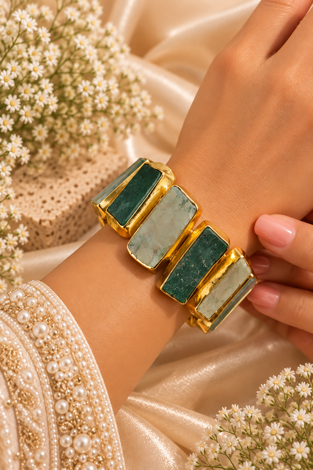 Midnight Moonstone Cuff