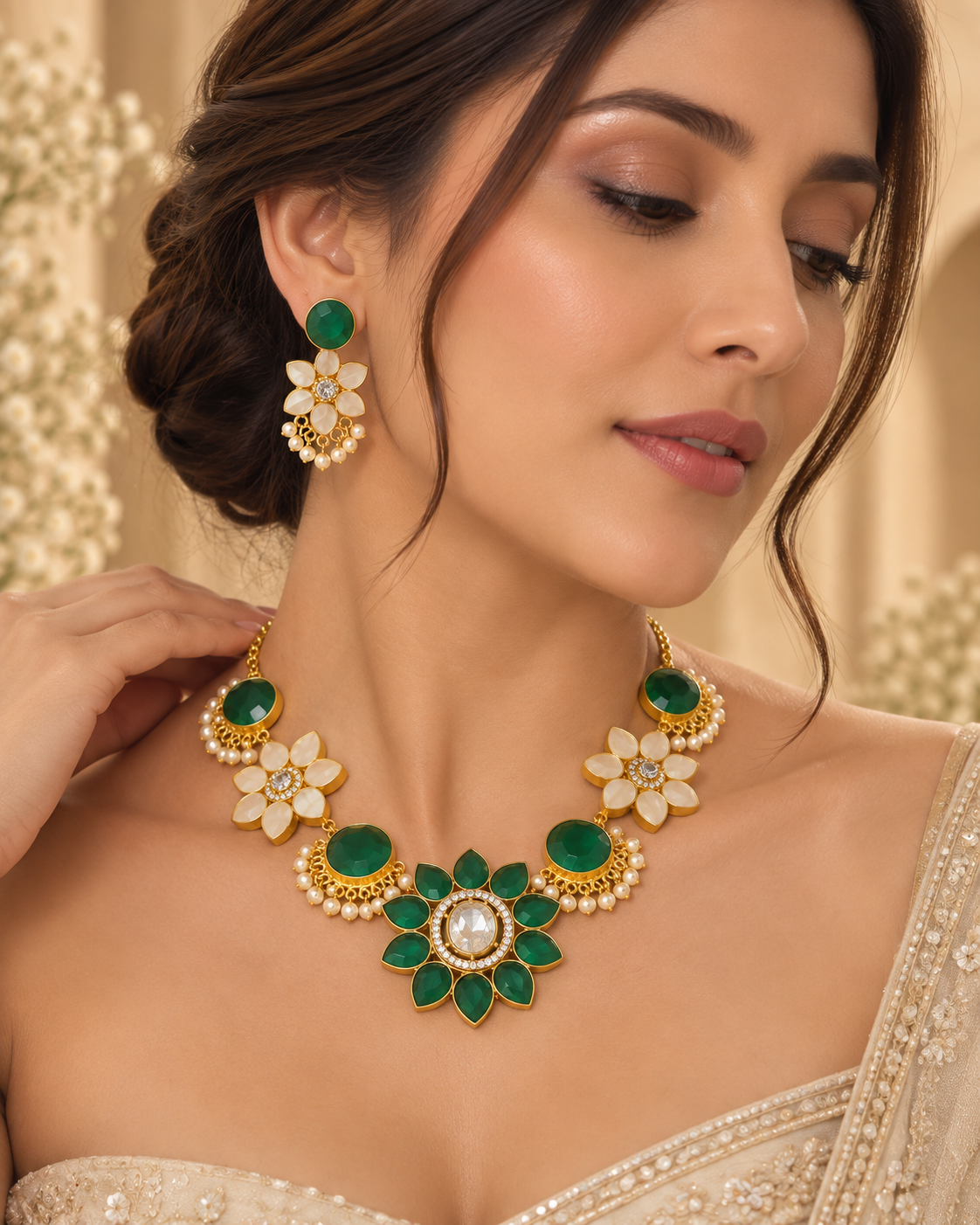 Pearlescent Bloom Necklace Set