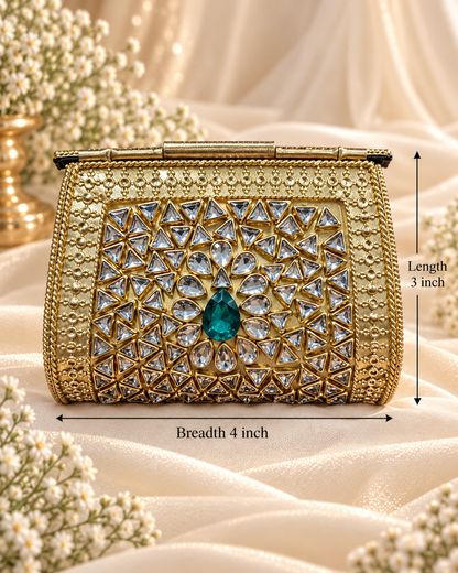 Emerald Kundan Clutch ( Mini )