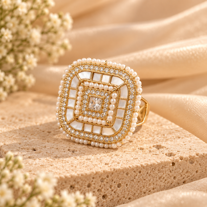 Pearl Square Statement Ring