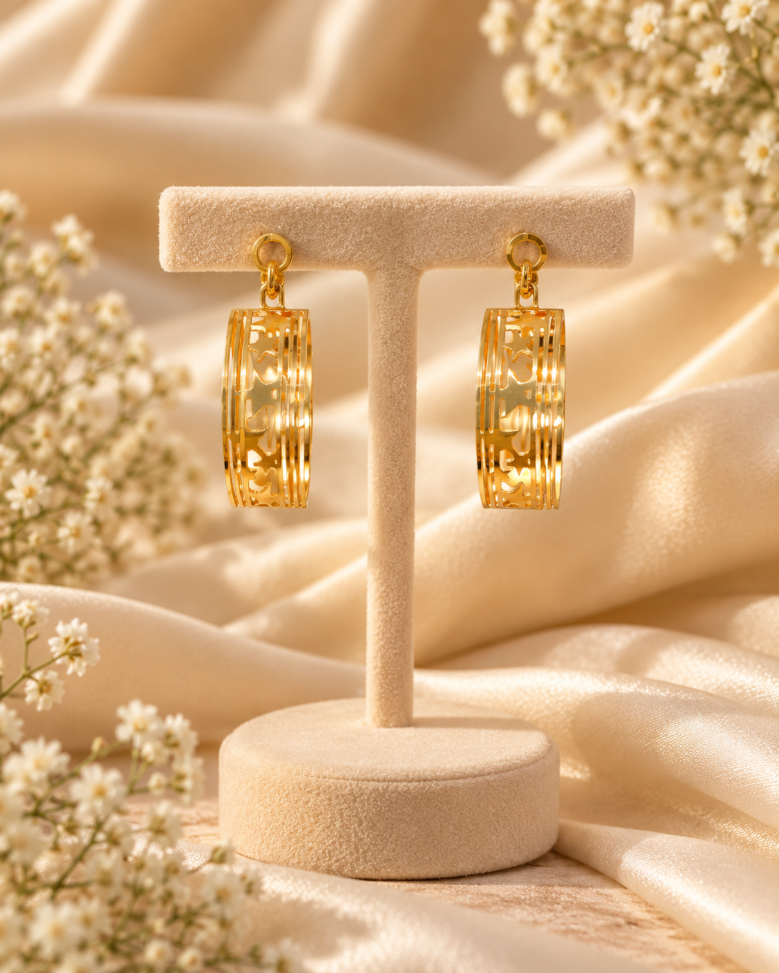 Gold Openwork Hoop Earrings