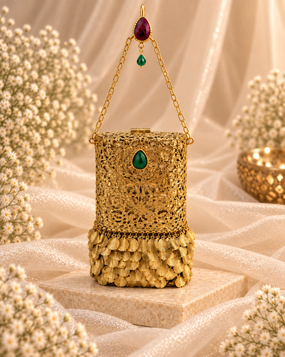 Emerald & Ruby Regal Silver Potli