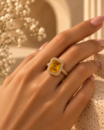 Golden Citrine Luxe Ring