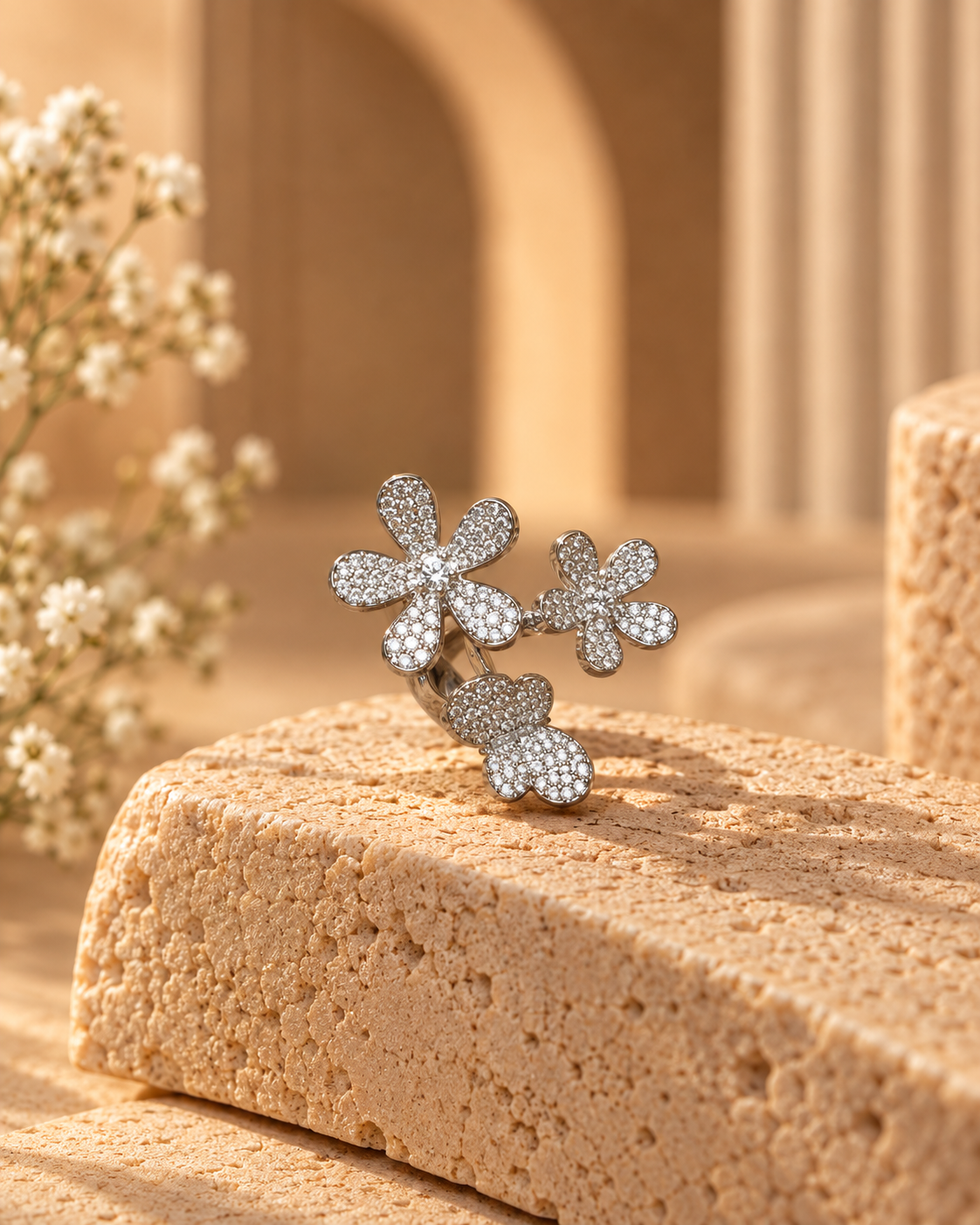 Floral Crystal Bloom Ring