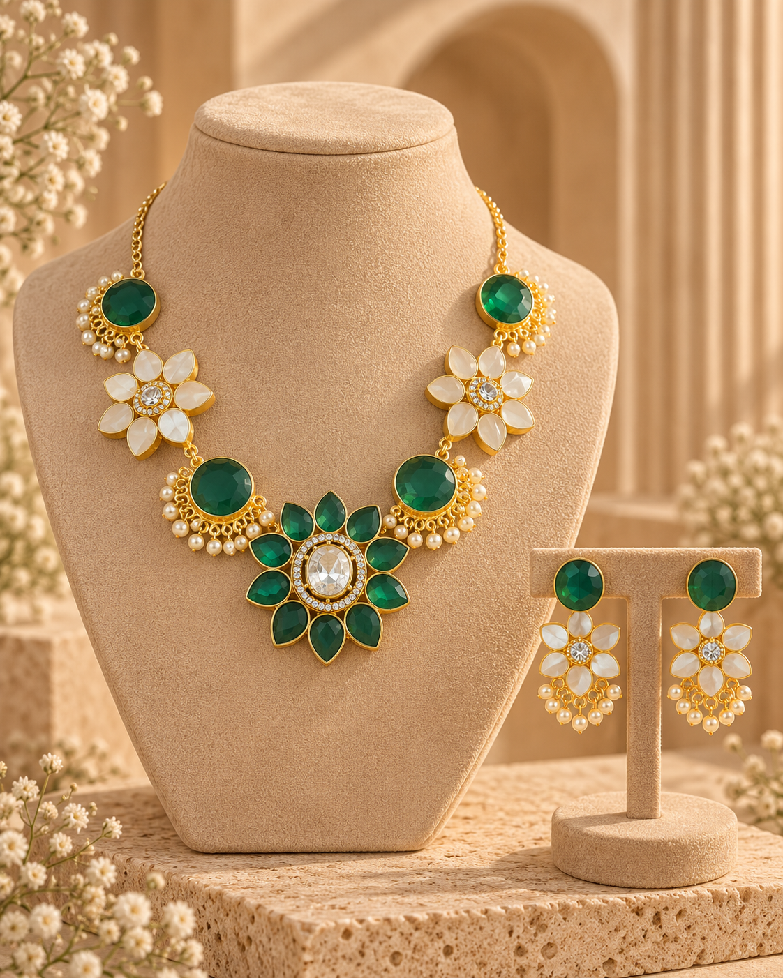 Pearlescent Bloom Necklace Set