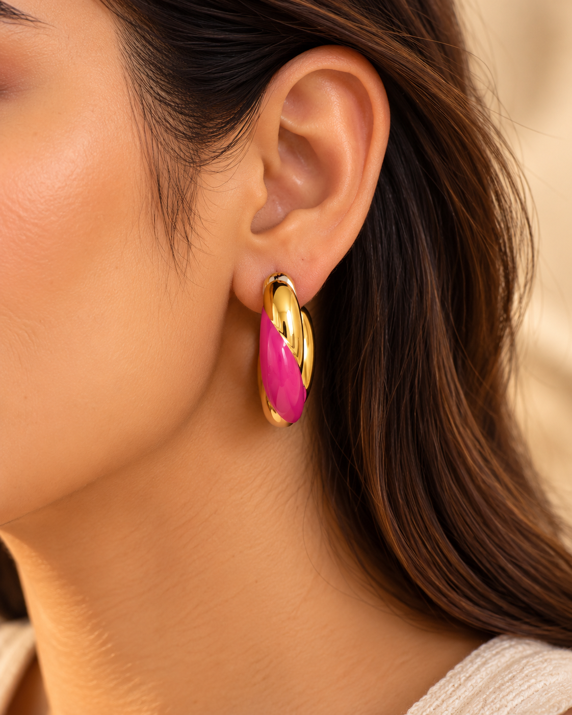 Pink Gold Hoop Earrings