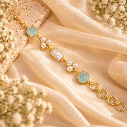 Celeste Pearl & Aqua Gold Bracelet