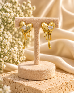 Gold Heart Drop Earrings