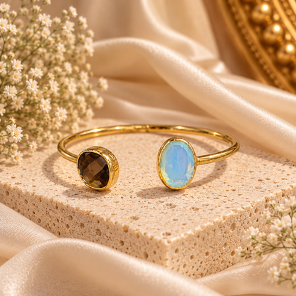 Celestial Opal & Smoky Stone Cuff