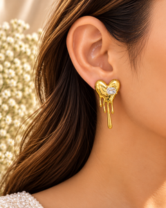 Gold Heart Drop Earrings