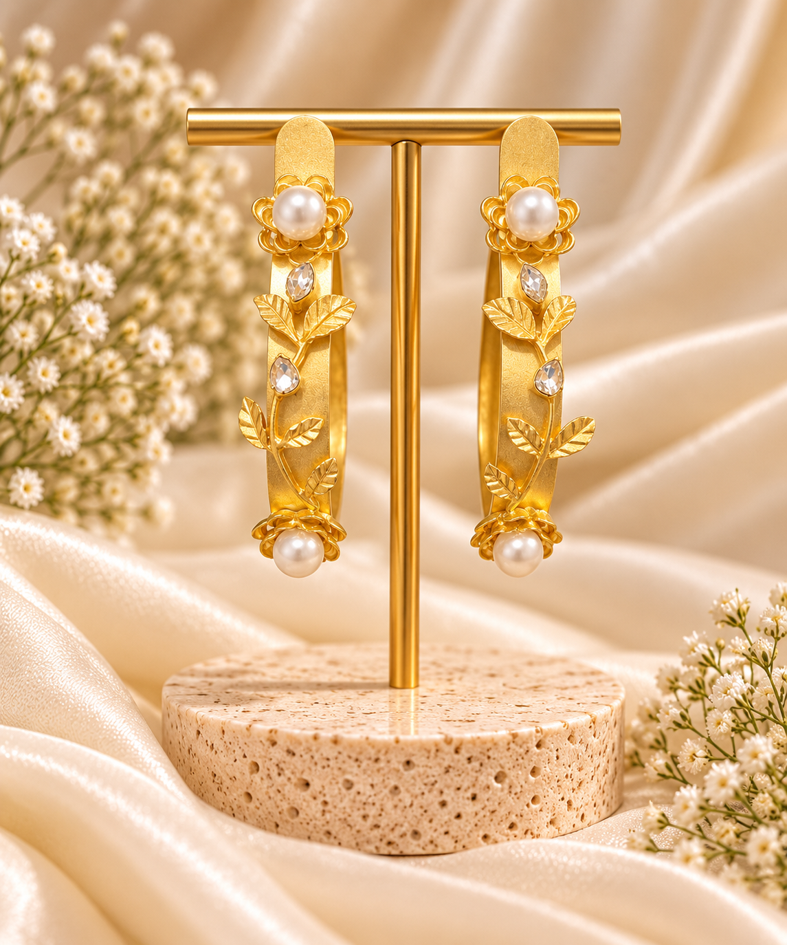 Pearl Garden Gold Hoops