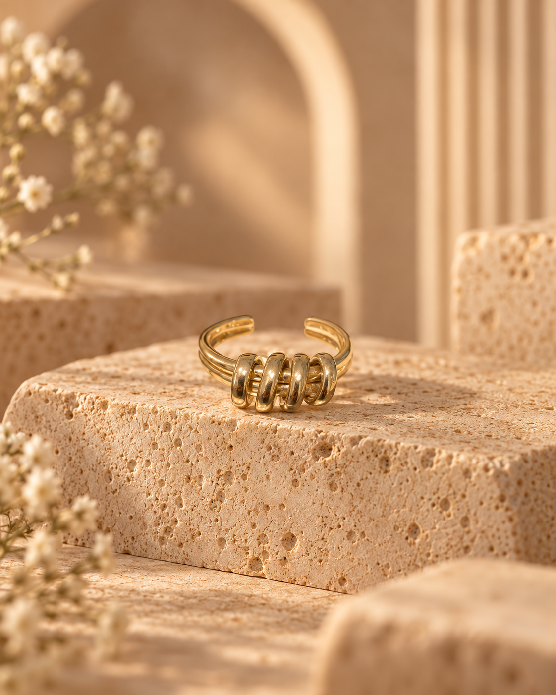 Textured Gold Coil Ring