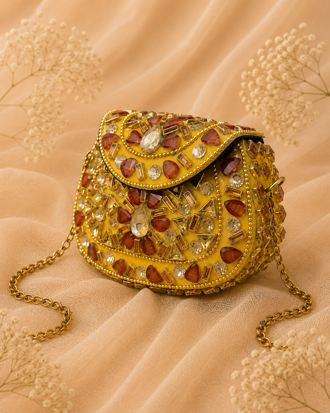 Maroon Kundan clutch (Mini)