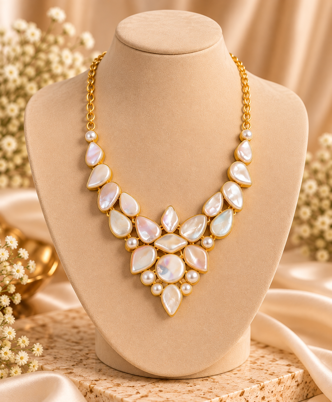 Cluster Pearl Necklace