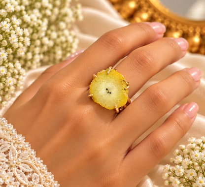 Golden Druzy Stone Ring