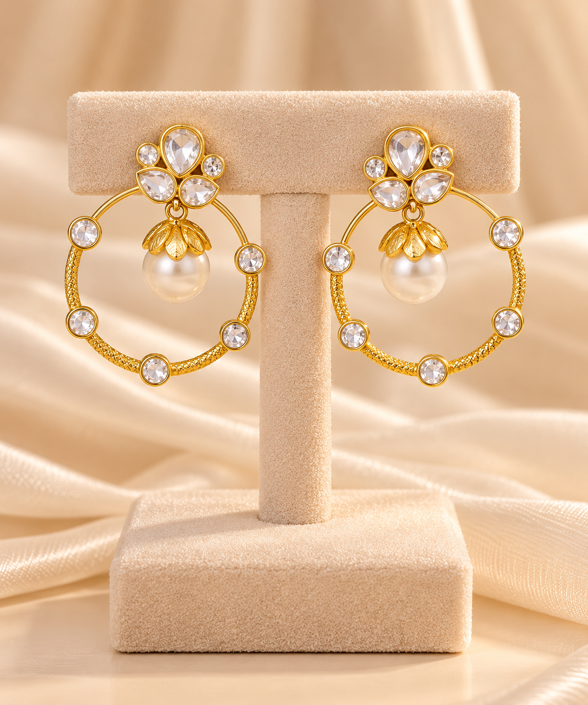 Golden Pearl Hoop Earrings