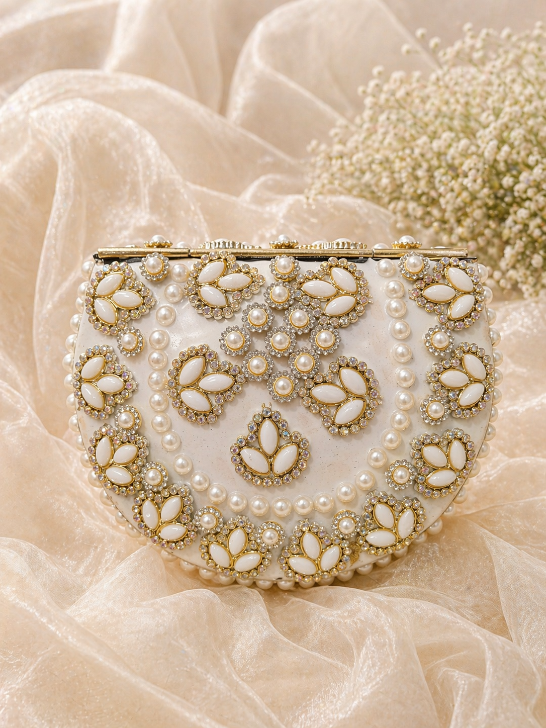 Kundan Pearl Clutch (Medium)