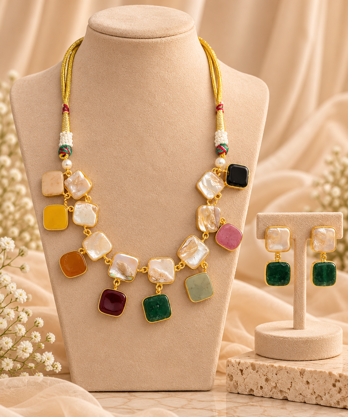 Emerald Mosaic Statement Necklace