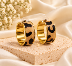 Leopard Print Gold Hoop Earrings