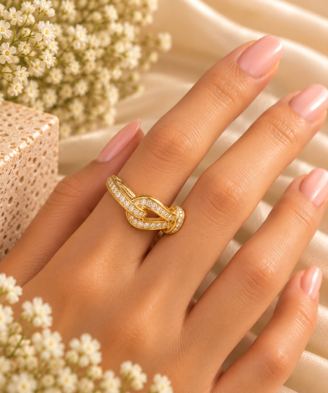 Golden Knot Statement Ring