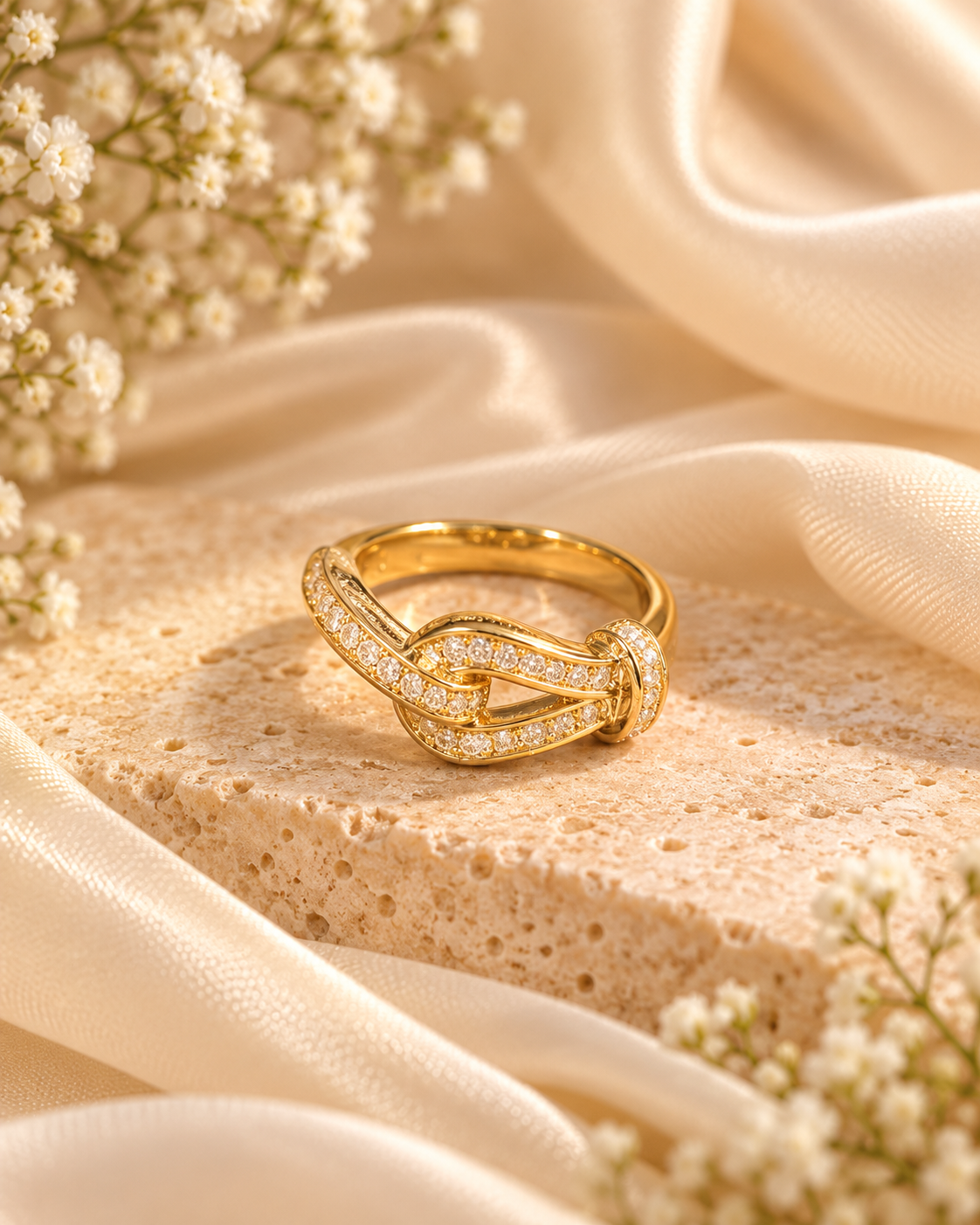 Golden Knot Statement Ring