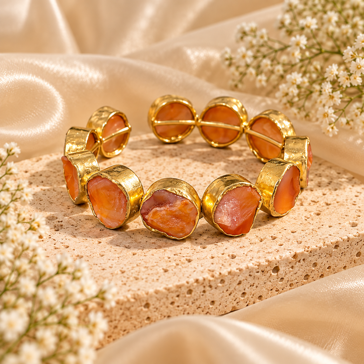 Raw Carnelian Cluster Cuff