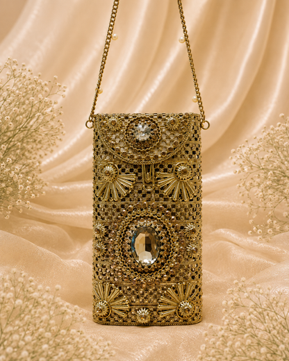Royal Gold Kundan [mobile clutch]