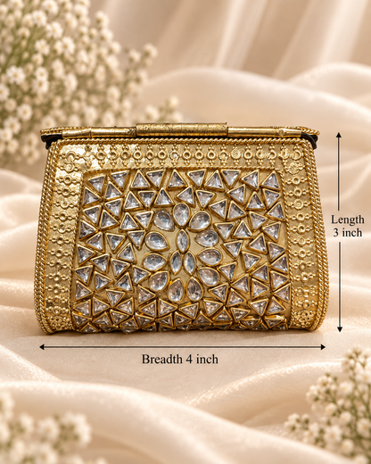 Gold Kundan Clutch( Mini )