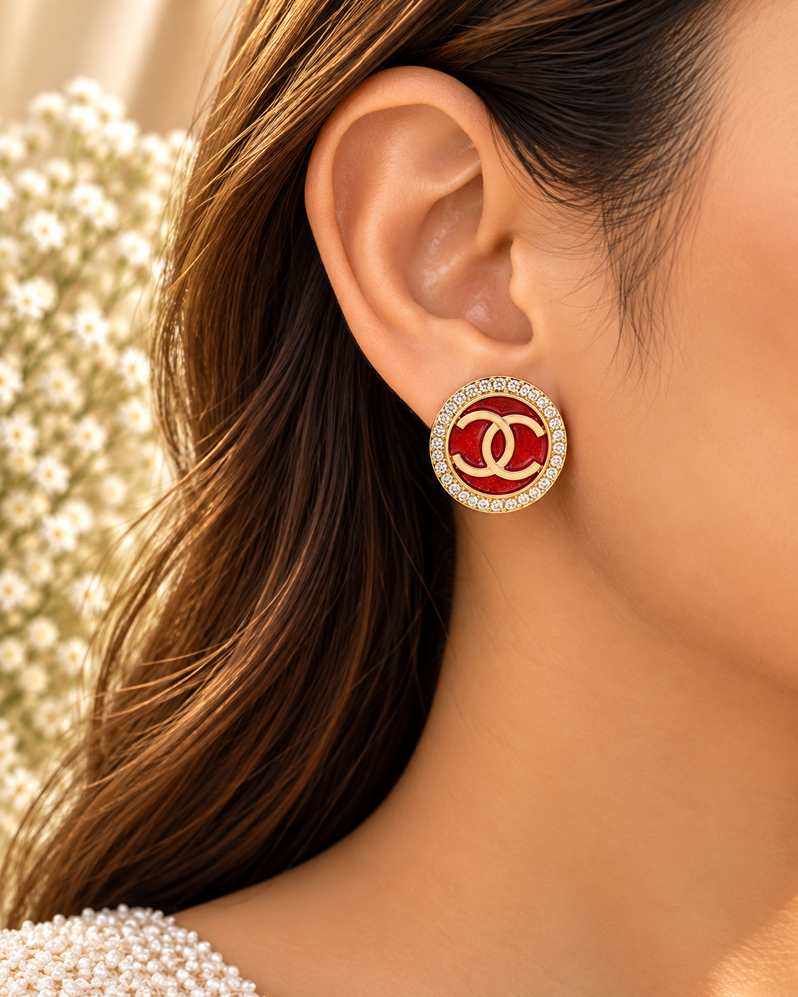 Gold Crystal Stud Earrings