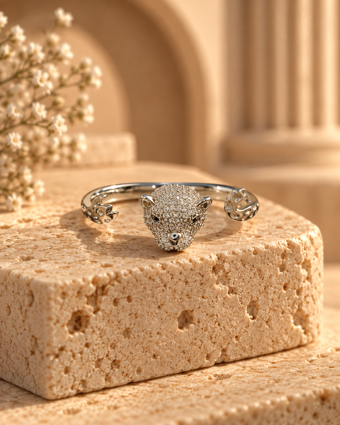 Sparkling Panther Two-Finger Ring