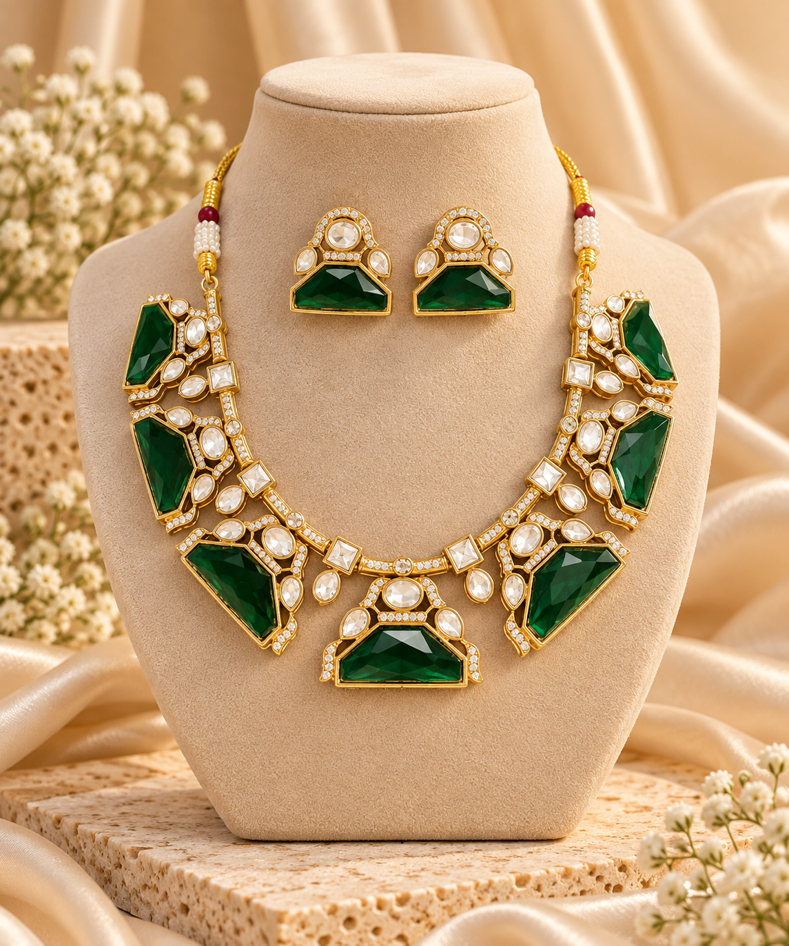 Emerald Royale Kundan Necklace Set